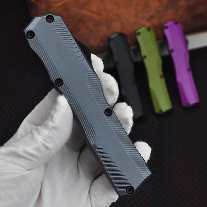 KS9000 OTF Knife – D2 Steel Full/Serrated Blade, Zinc Alloy Handle, Outdoor Hunting & EDC Tool