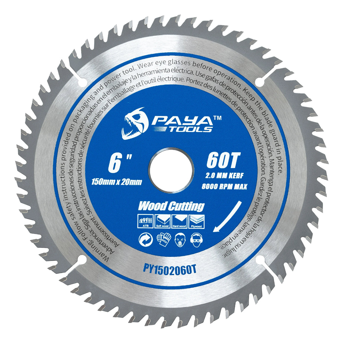 PAYA TCT Circular Saw Blade - ATB Framing Blade for Wood Cutting, TÜV Rheinland Tested & Certified