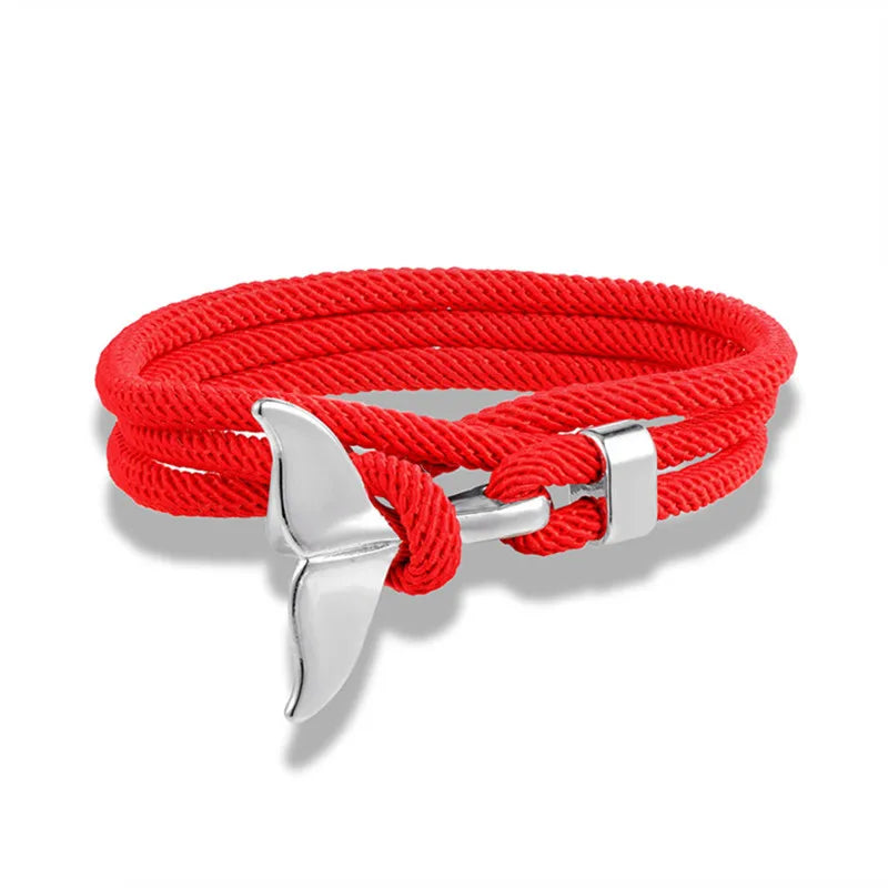 Whale Tail Anchor Bracelet - Adjustable Ocean Style Rope Couple Friendship Jewelry