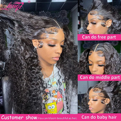 250% Curly Human Hair Lace Front Wig – Deep Wave Brazilian Remy 13x4 Water Wave Lace Frontal Wig