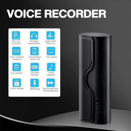 500-Hour Digital Audio Recorder – Professional 32GB/64GB Flash Drive MP3 Player for Lectures & Recording