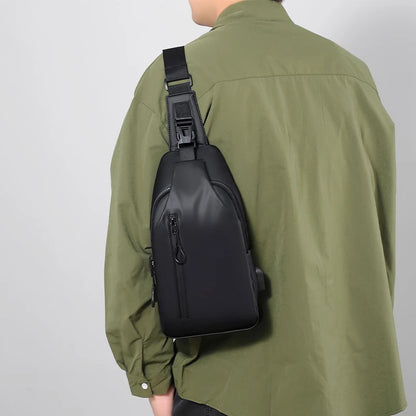Men's Large Capacity USB Charging Chest Bag – Lightweight Multifunctional Commuter Shoulder Crossbody Bag