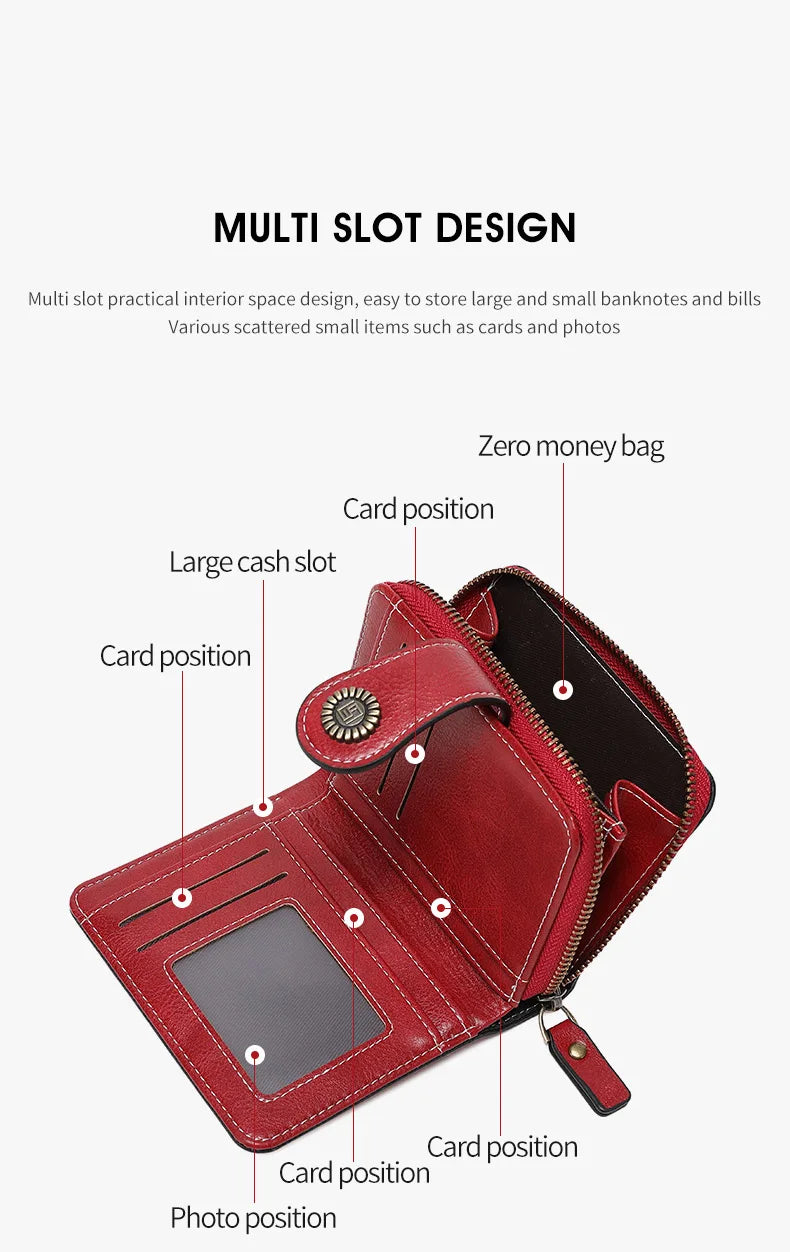 Retro Hollow-Out Short Purse for Women – Multi-Card Zipper Wallet, European & American Fashion Design