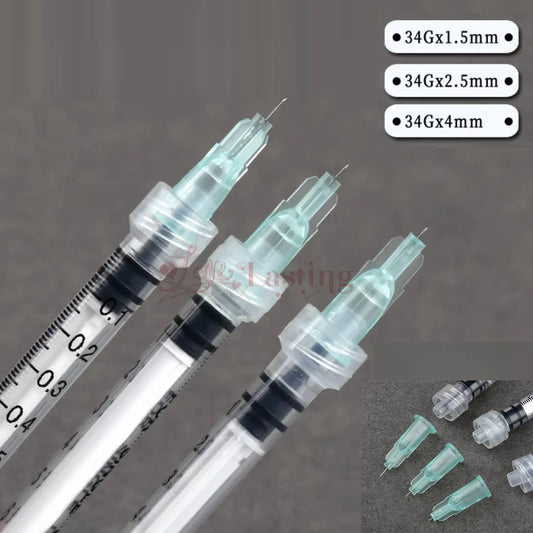 1ml Luer Syringes Kit with 30G–34G Needles (2.5–4mm) – Sharp Precision Injection & Tattoo Tool Set