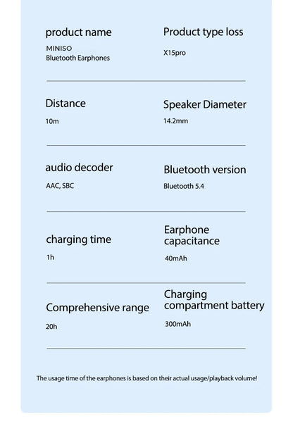 MINISO X15Pro Translator Bluetooth Earphones — Wireless Headset for Travel & Office, 5.4 AI Translation, ASMR App Compatible