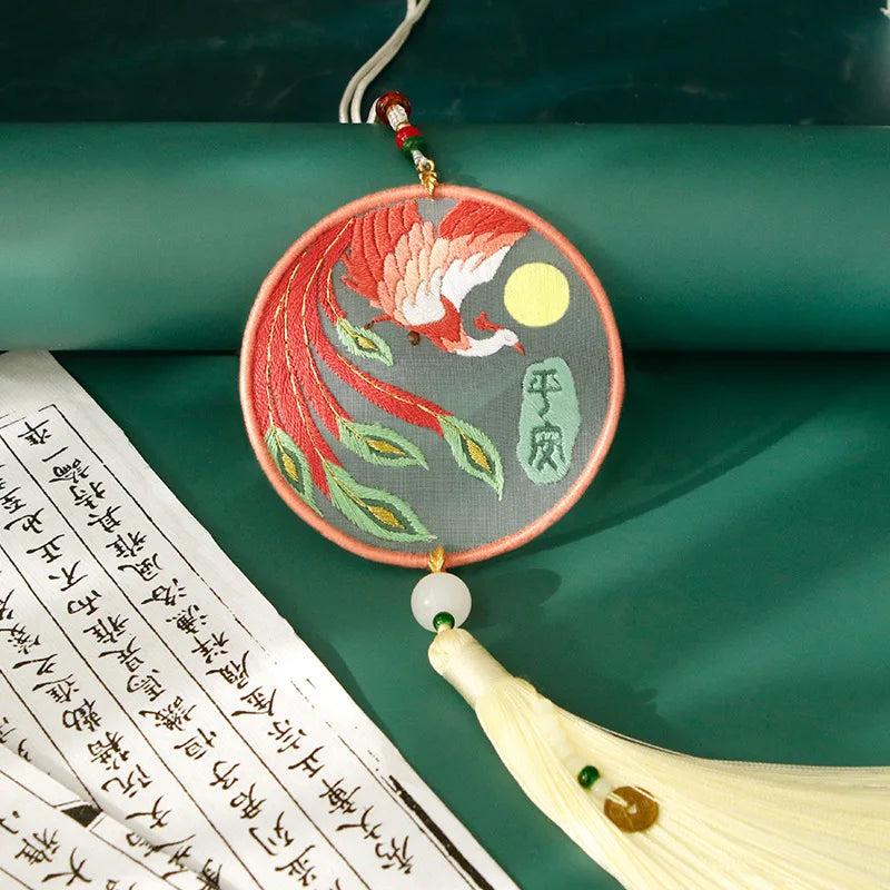 Handmade Embroidered Amulet DIY Kit – Easy Needlework Sewing & Car Pendant Needlepoint for Beginners
