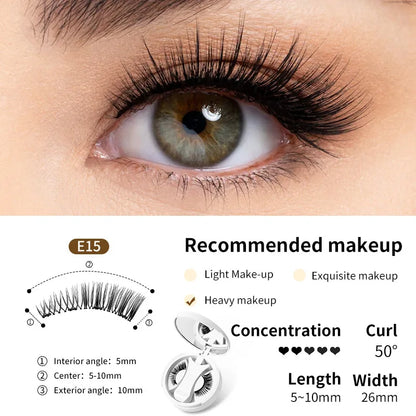 Brown Magnetic False Eyelashes – Natural, Lightweight Eye Makeup Set with Applicator & Carry Box