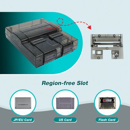Bitfunx SNES Replacement Shell – Transparent Black Case for Nintendo SNES SFC US Version Retro Gaming Console