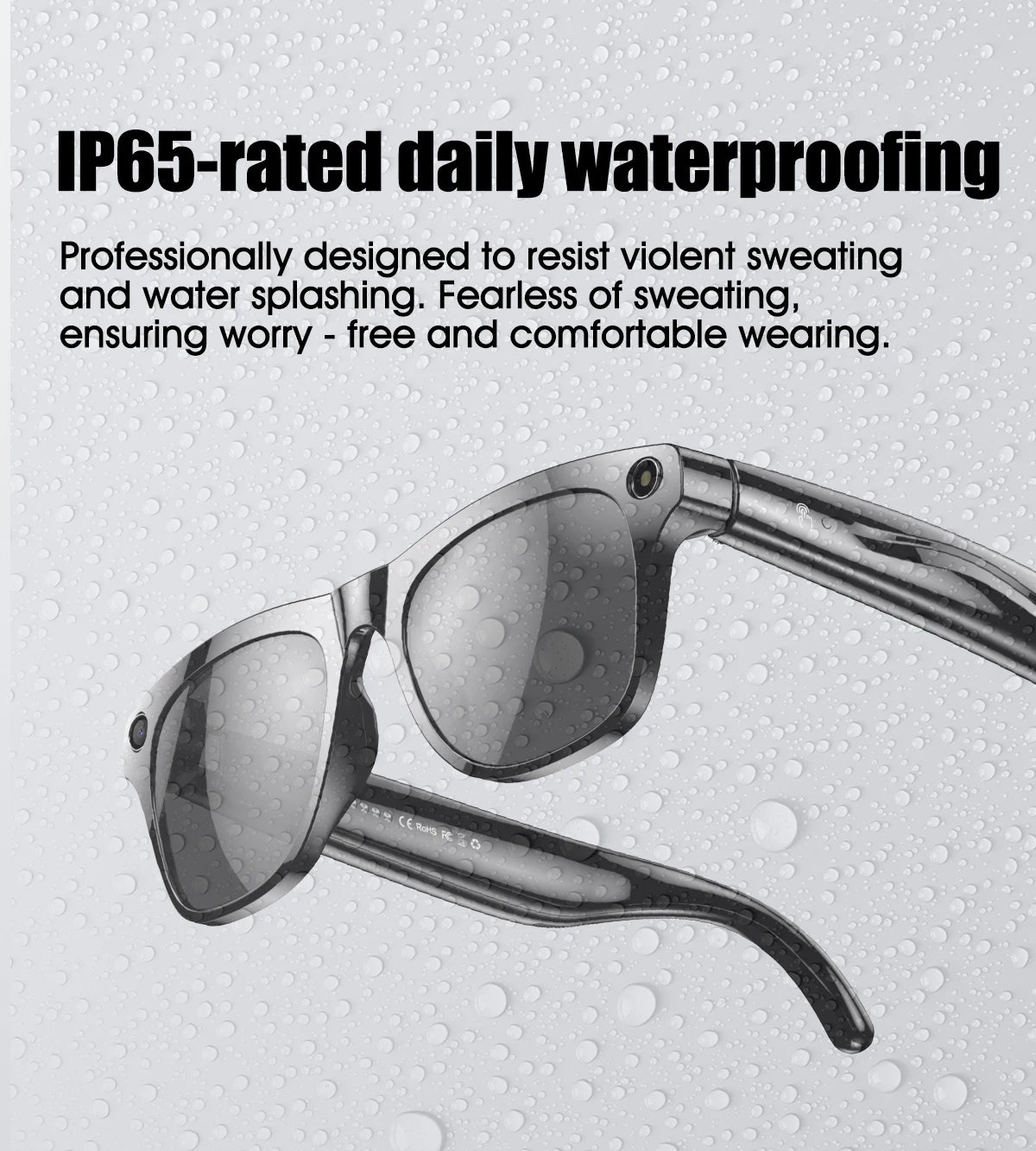 AI Smart Glasses with Camera — Bluetooth Calls, Voice Assistant, Navigation, Waterproof Smart Sports Wearable
