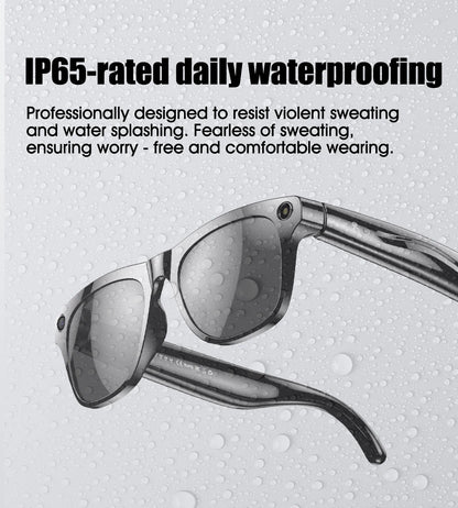 AI Smart Glasses with Camera — Bluetooth Calls, Voice Assistant, Navigation, Waterproof Smart Sports Wearable