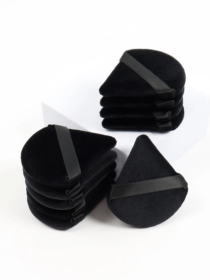 Black Triangle Makeup Puff - Soft Velvet Facial Sponge for Foundation Blending and Cosmetic Application