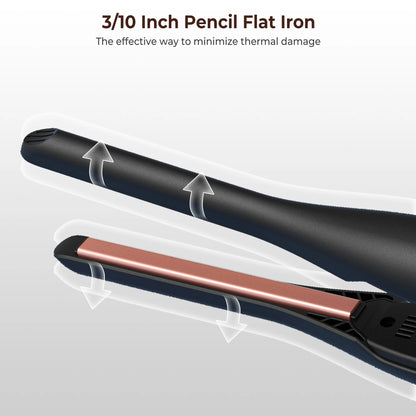 Mini Pencil Flat Iron for Short Hair, Ceramic Hair Straightener, Tiny Straightening Iron, Beard Straightener for Men & Women