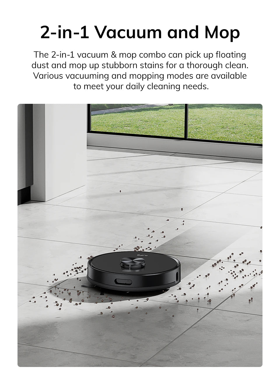 ILIFE A20 Robot Vacuum and Mop Combo – LiDAR Navigation, 3000Pa Suction, Smart Mapping, App/Alexa Control, Ideal for Pet Hair