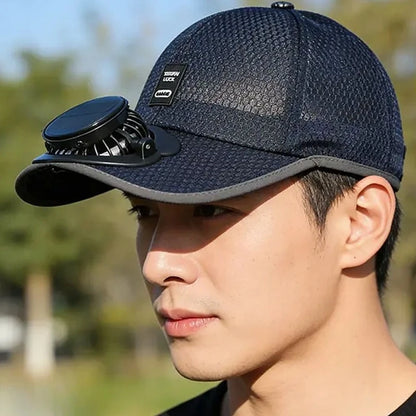 USB Fan Baseball Cap - Breathable Mesh Sun Protection Hat for Outdoor Summer Activities