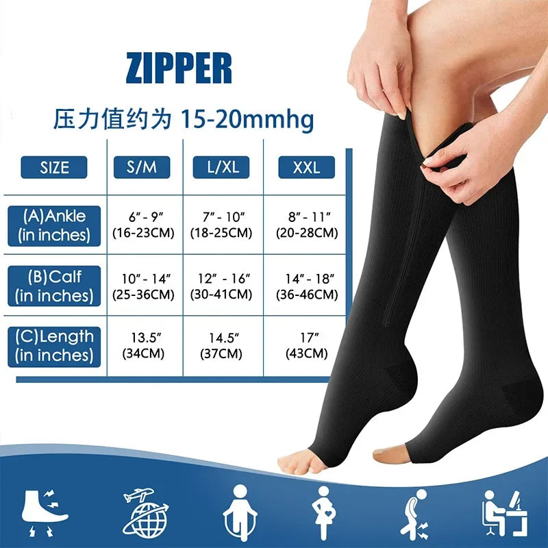 Medical Compression Socks - High Elasticity Closed Toe Stockings for Men and Women