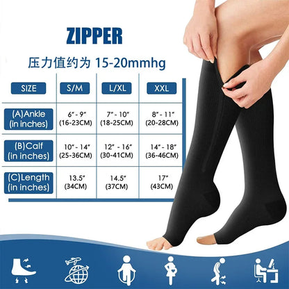 Medical Compression Socks - High Elasticity Closed Toe Stockings for Men and Women