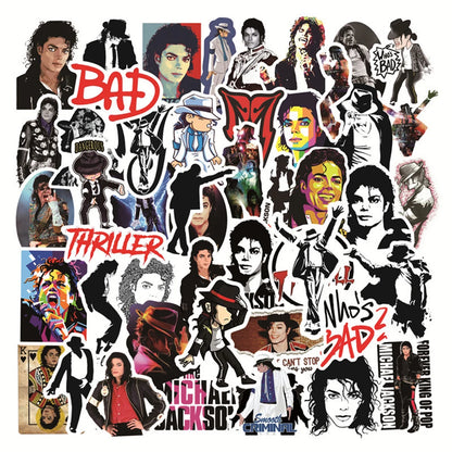 Michael Jackson Rock Star Stickers - 10/30/50pcs Cool Graffiti Vinyl Decals for Skateboards, Laptops, Luggage & Phones