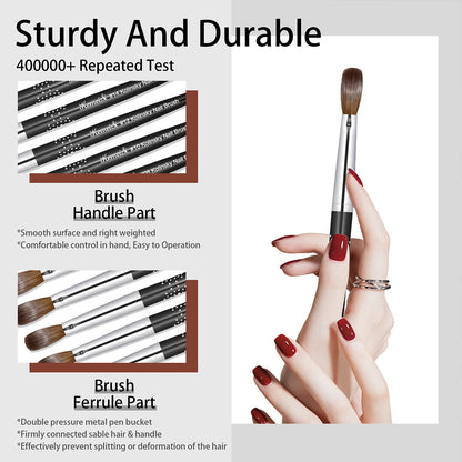 KEMEISI Kolinsky Acrylic Nail Brush Set - #8-#16 Sizes, 3D Pure Handmade Brushes for Professional Acrylic Application - Nail Art Mastery at Your Fingertips