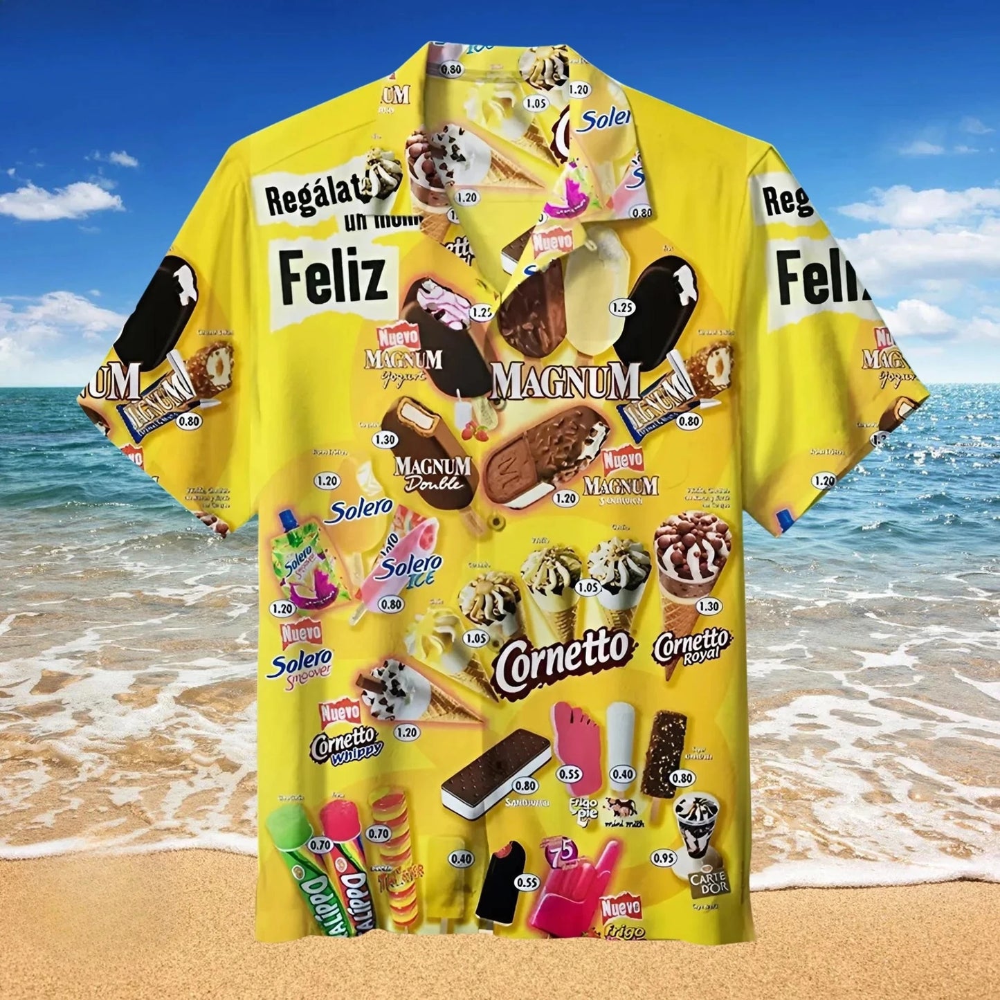 3D Ice Cream Hawaiian Shirt - Funny Unisex Short Sleeve Aloha Beach Top for Summer