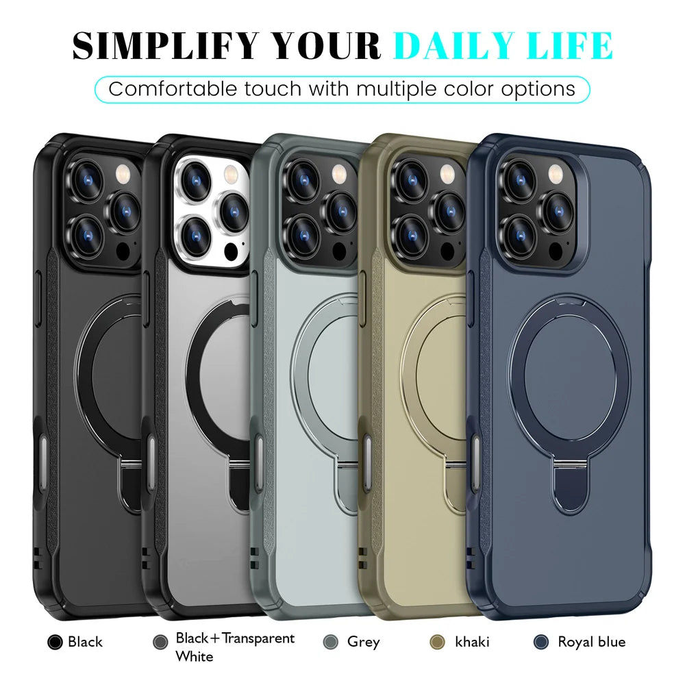 MagSafe Foldable Magnetic Wireless Charging Stand Case — Anti-Slip Bumper for iPhone 11–17 (incl. 16E) Pro/Max