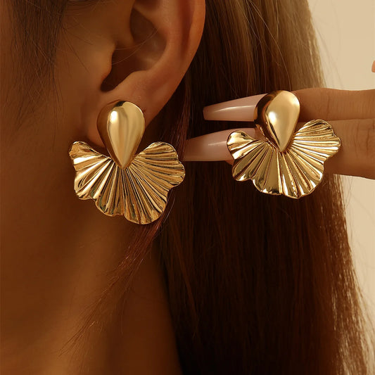 KMVEXO Punk Geometric Stud Earrings – Vintage Apricot Leaf Jewelry for Women 2024