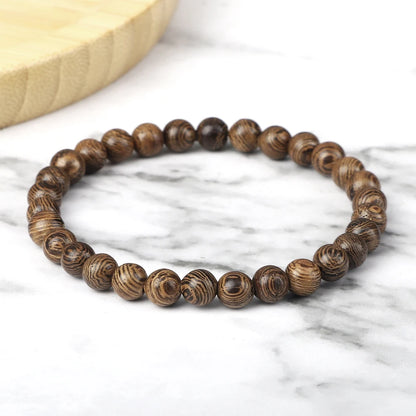 Natural Wooden Beads Bracelet – Tibetan Buddha Rosary Handmade – Yoga, Meditation, Prayer Beaded Jewelry for Men and Women – Perfect Gifts
