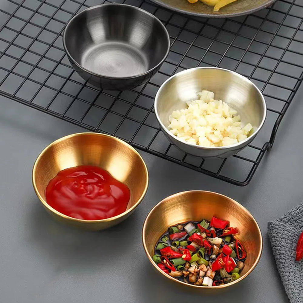 3/6-Piece Stainless Steel Sauce Dishes – Appetizer & Spice Serving Plates for Kitchen
