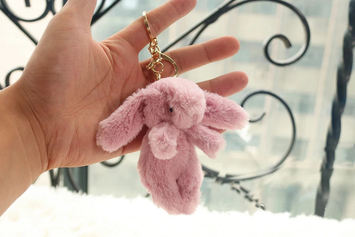 Cute Cartoon Rabbit Keychain | Pompom Stuffed Animal Bag, Car & Phone Pendant Gift for Girls