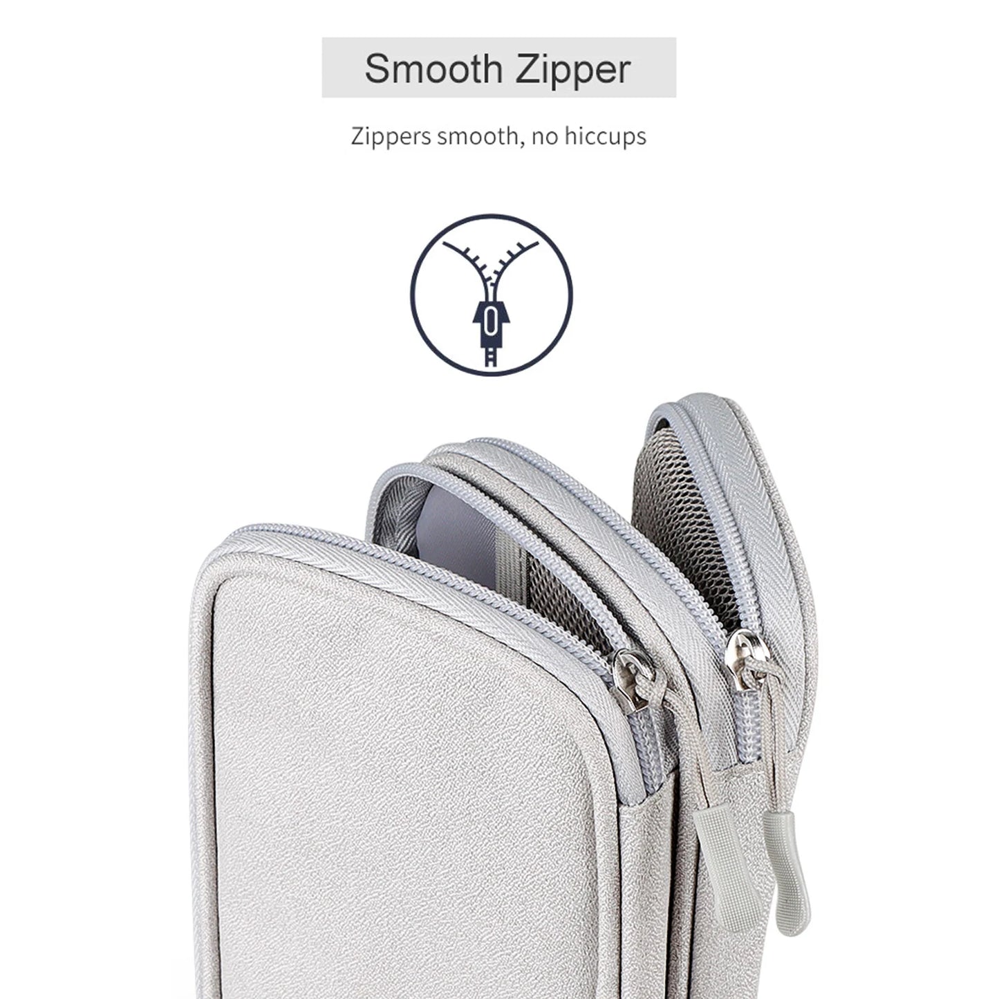 Waterproof Data Cable Storage Bag: Portable Travel Organizer with Double Layers - Carry Case for Cable Cord, USB Charger