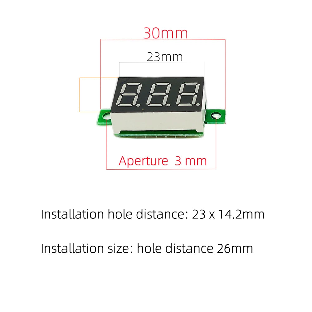0.36 Inch Red/Blue Digital LED Mini Display - DC2.5V-32V or DC0-100V Voltmeter, Voltage Tester Panel Gauge for Motorcycle and Car