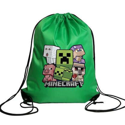 My World Kids Drawstring Bag — Waterproof Cartoon Backpack & Handbag with Kawaii Anime Figure Print for Boys & Girls