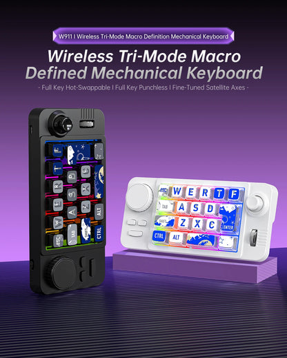 Tri-Mode Mechanical Keyboard - 19 Key Programmable Macro Keypad with RGB Backlit Hot Swappable Keys