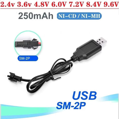 NiCd NiMH Battery Charger 2.4V–9.6V - RC Car Boat Tank Toy Battery Charger with SM-2P SM Plug