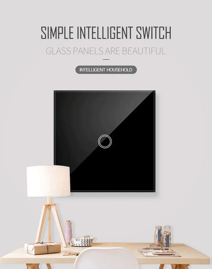 AXUS EU Touch Switch | AC100-240V LED Backlight Panel, Tempered Glass Wall Light Sensor Switch, 1/2/3 Gang