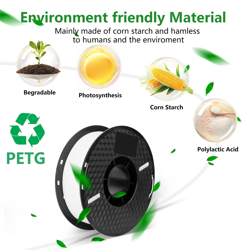 KINGROON 10KG PLA/ABS/PETG Filament 1.75mm – 10 Rolls Black, White, Gray for 3D Printing