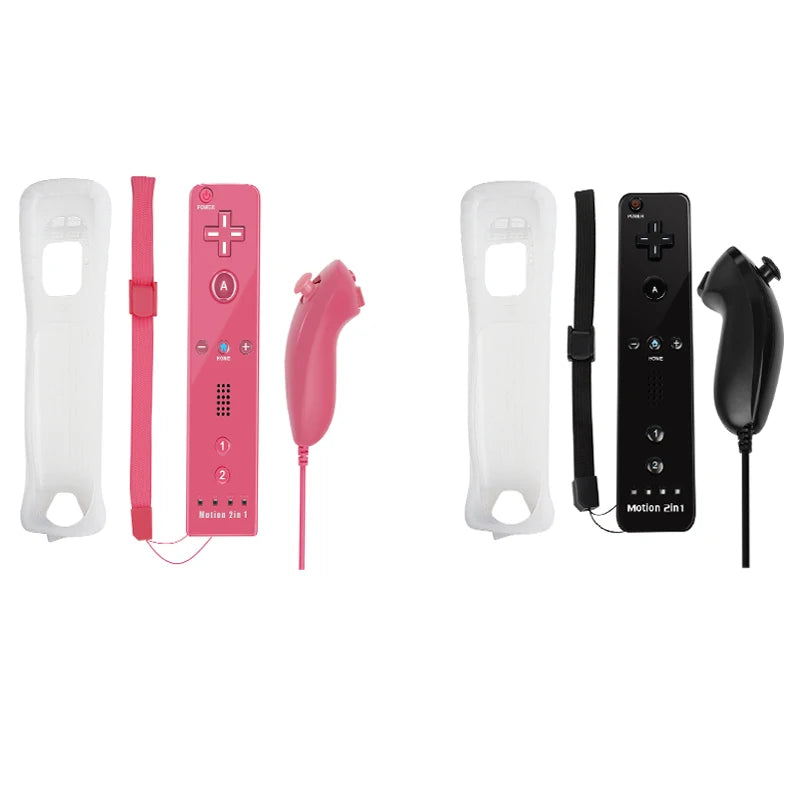 2-in-1 Nintendo Wii Controller Set — Wireless Motion Plus Gamepad with Silicone Case