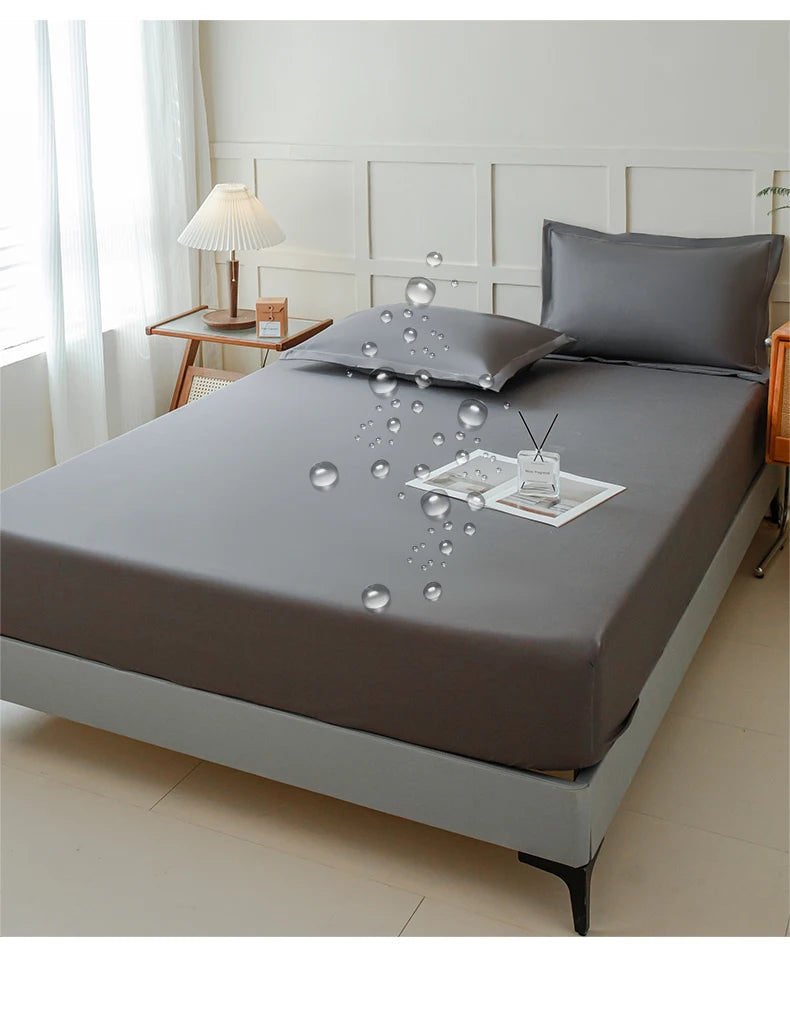 Waterproof Fitted Bed Sheet – 360 Elastic Band Mattress Protector for Single, Double, King & Queen Size