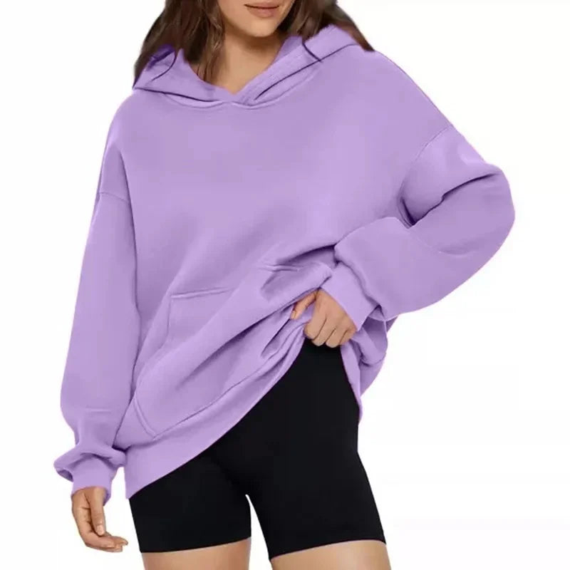 Oversized Hoodie Sweatshirt — Unisex Loose Fit, Drop Shoulder, Cuffed Sleeve Winter Casual Sportswear