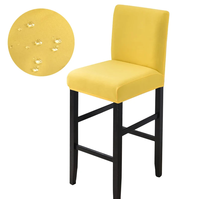 Waterproof Bar Stool Covers - Stretch Short Back Chair Protector Covers for Kitchen Dining Room Cafe Counter Height Seats