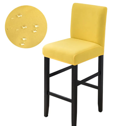 Waterproof Bar Stool Covers - Stretch Short Back Chair Protector Covers for Kitchen Dining Room Cafe Counter Height Seats