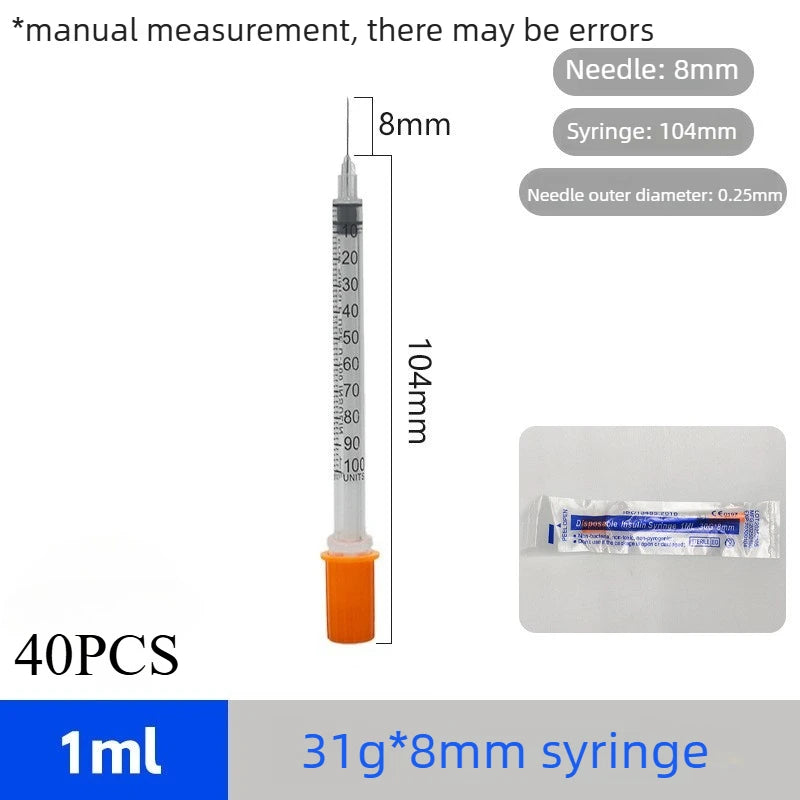 40/80PCS Disposable Veterinary Syringes - Sterile Insulin Needles for Pet & Animal Use