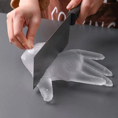 100PCS Disposable Food-Grade Gloves – Transparent Non-Slip TPE Safety Cleaning Gloves, Latex-Free & Portable