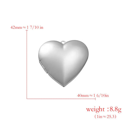 Stainless Steel Photo Locket Charms - 5-Piece Heart, Round & Square Memory Pendant Set