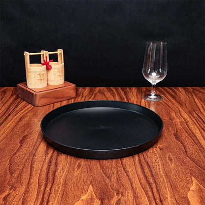 Modern Black Round ABS Tray - Circular Candle Holder Decorative Display Stand
