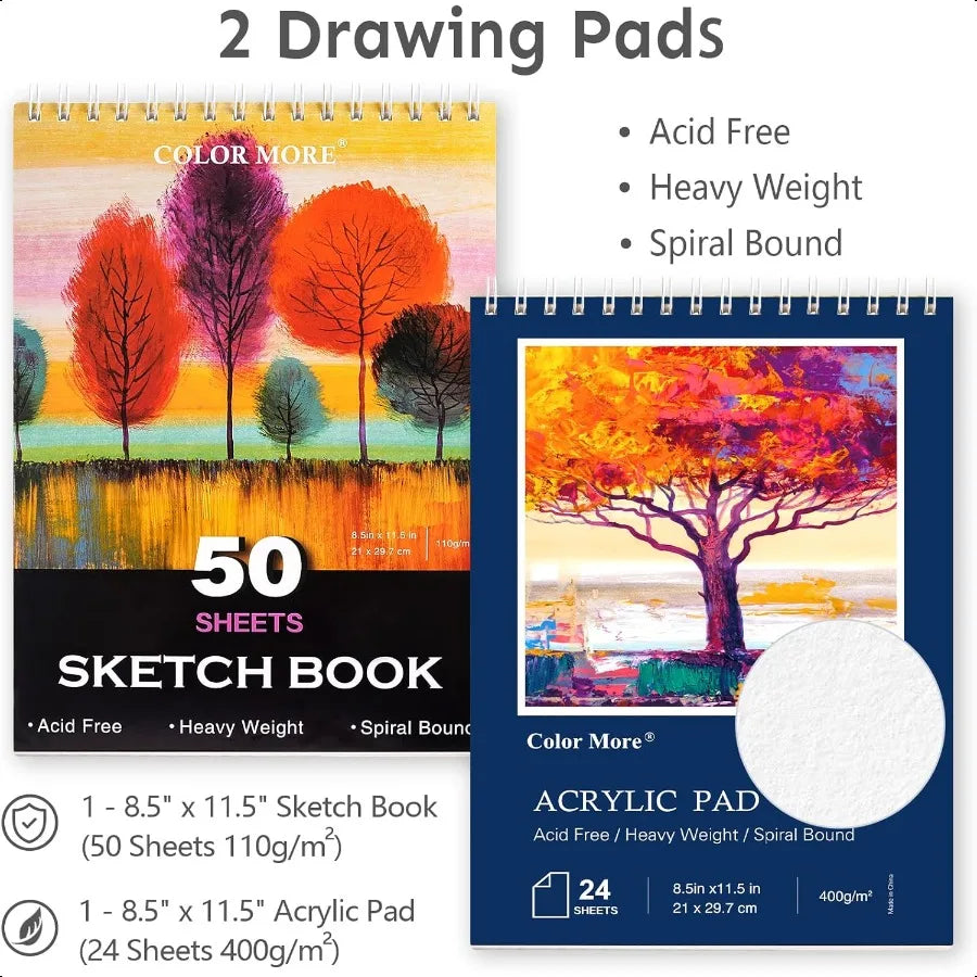175-Piece Deluxe Art Set – Professional Wooden Case Kit with Drawing Pads, Acrylic Paints, Crayons & Colored Pencils