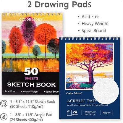 175-Piece Deluxe Art Set – Professional Wooden Case Kit with Drawing Pads, Acrylic Paints, Crayons & Colored Pencils
