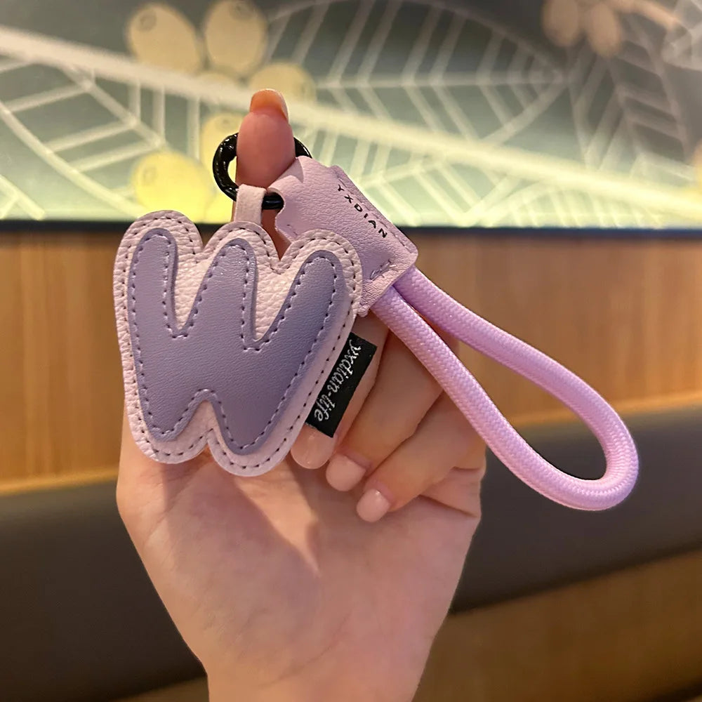 A-Z Leather Initial Keychain - Braided Wristband Pendant for Men & Women, Car, Bag & Phone Case Charm