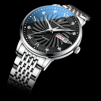 POEDAGAR Luxury Men's Watch — Waterproof Luminous Quartz Wristwatch with Date & Week, Stainless Steel Sports Fashion