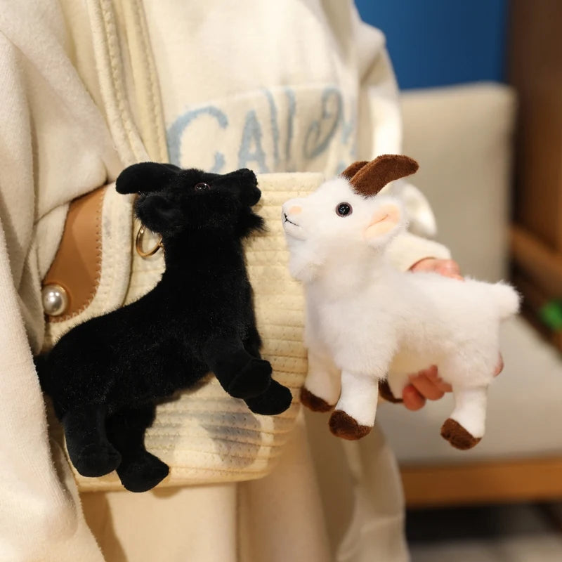 30/40cm Ranch Animal Plush Toy — Soft Lifelike Black & White Goat Simulation Doll, Cute Mountain Animal for Kids, Halloween Gift
