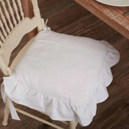Ruffled Dining Chair Pads - Vintage Seat Cushion Covers with Ties Non-Slip Kitchen Farmhouse Decor
